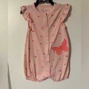 Carter's Child of Mine Baby Girl butterfly pink Romper, Sizes 6-9 Months
